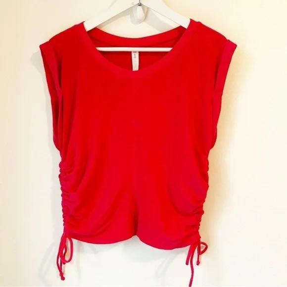 Anthropologie Daily Practice Ruched Baby Tank in Raspberry - Size Small - Picture 3 of 10